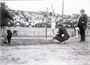 Ray Ewry of the New York Athletic Club Competing in the Standing Broad Jump at the 1904 Olympics. Ewry Won the Event